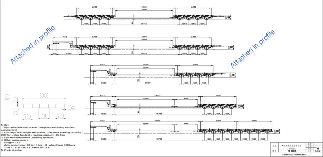 modular combination hydraulic trailer drawing